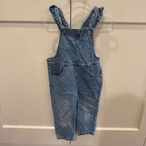 Zara Ruffled Denim Overalls - Baby Girl - 18-24 Months - Blue